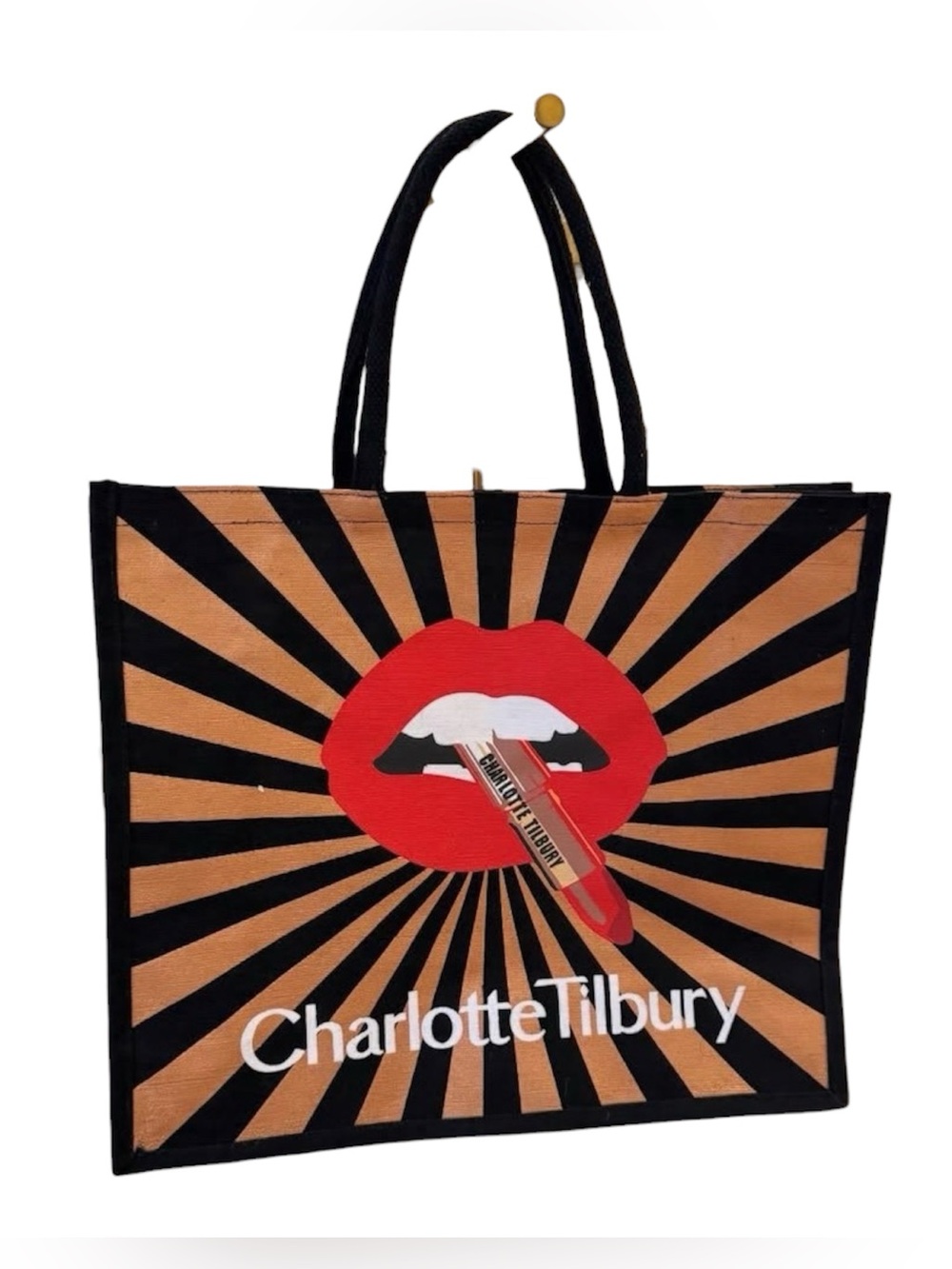Charlotte Tilbury Hot Lips 2 Limited Edition Tote Bag Canvas Sunburst